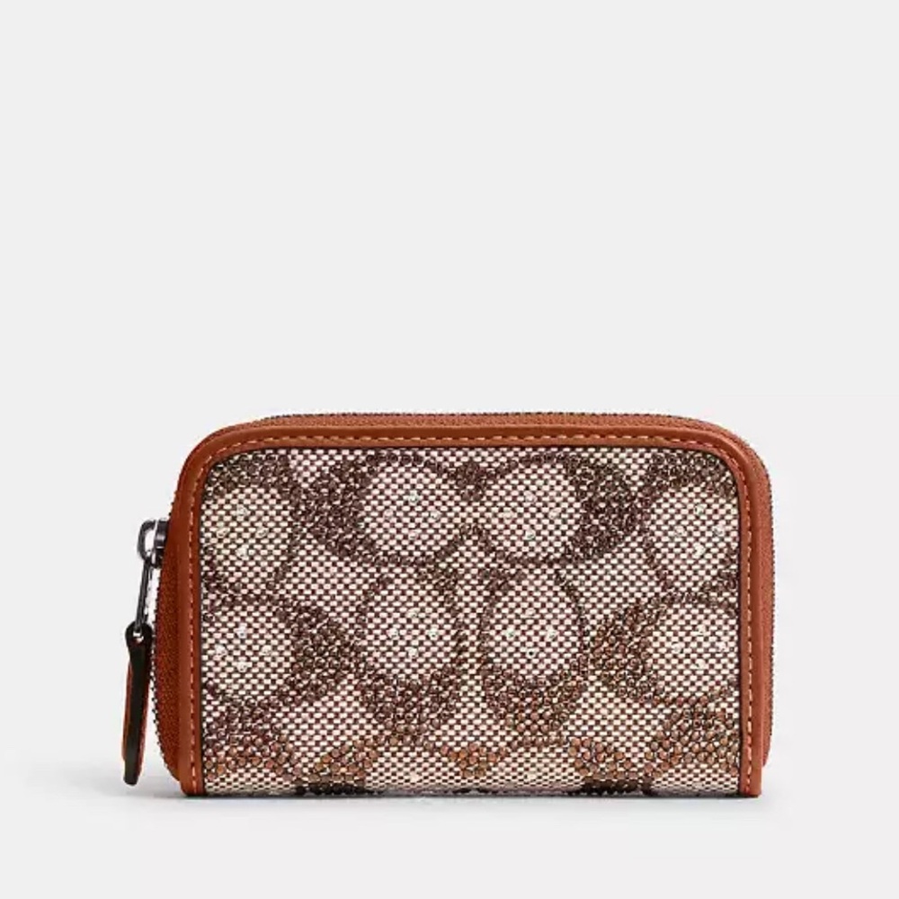 Coach Small Zip Crystal Jacquard Wallet